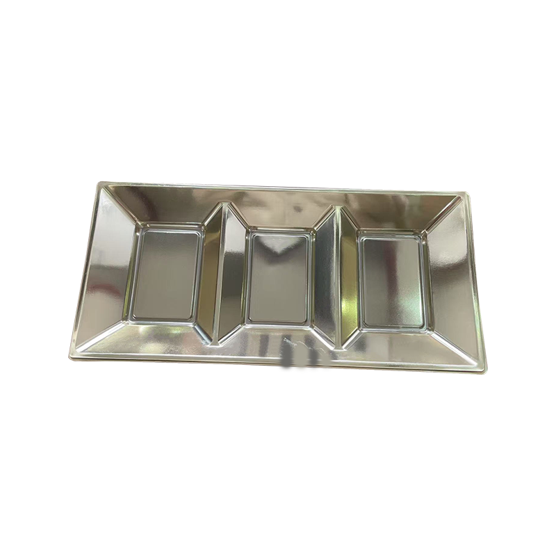 Dulang snek 3-grid plastik perak