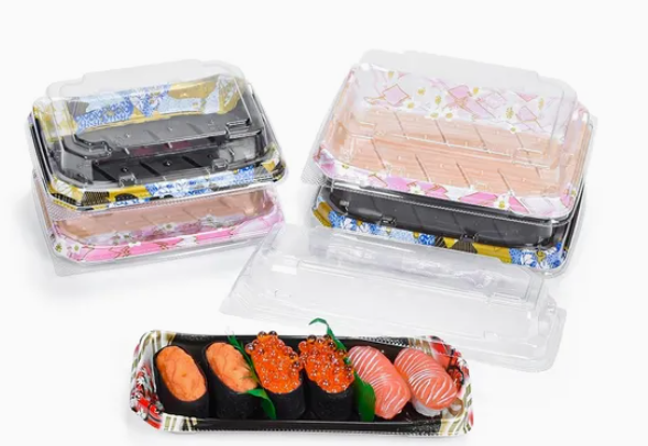 Kotak dulang makanan sushi plastik yang boleh guna 