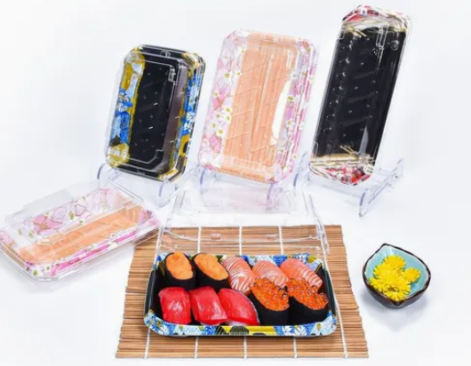 Kotak dulang makanan sushi plastik yang boleh guna 