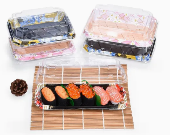 Kotak dulang makanan sushi plastik yang boleh guna 