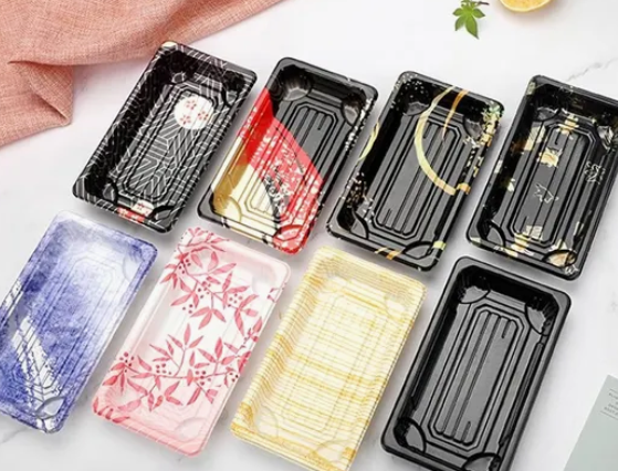 Kotak dulang makanan sushi plastik yang boleh guna 